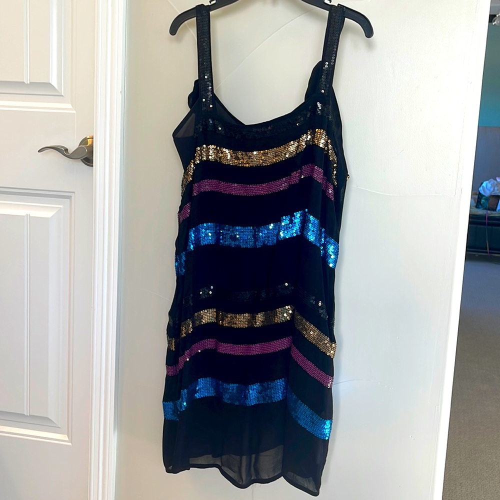 Intimately Free People dress. 2 piece, black slip with sequin slip dress. Size S